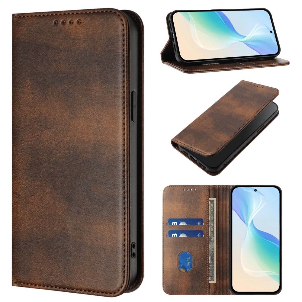 Motorola Edge 60 Pro Fodral RFID Flip Läder Brun