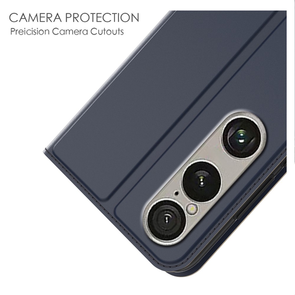  Sony Xperia 1 VII Fodral Flip Läder Blå