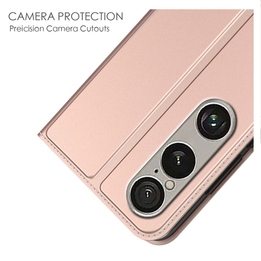  Sony Xperia 1 VII Fodral Flip Läder Roséguld