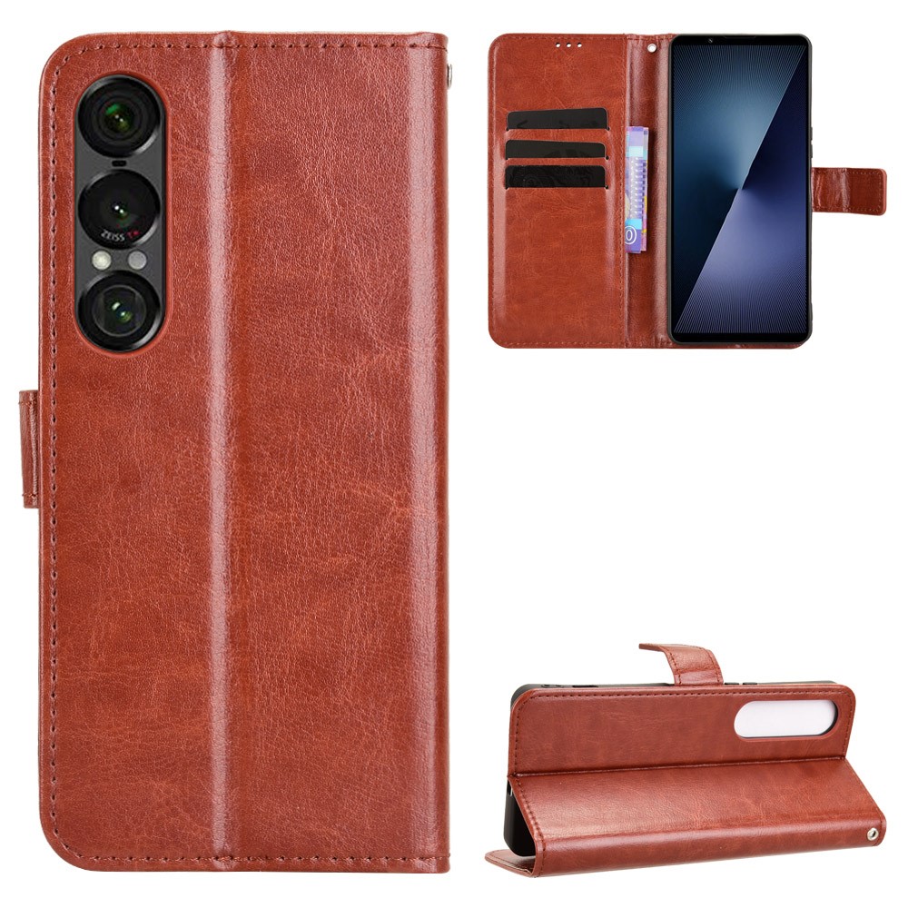 Sony Xperia 1 VII Fodral Crazy Horse Läder Brun