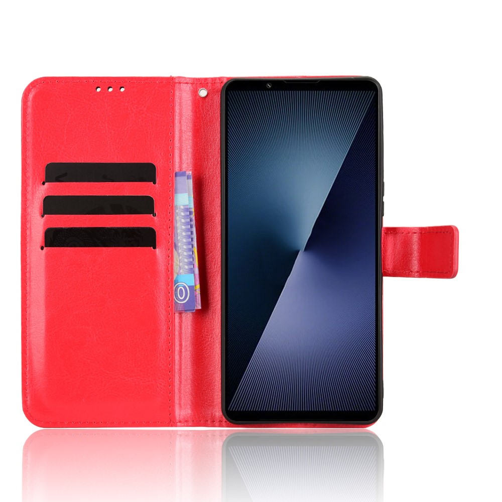  Sony Xperia 1 VII Fodral Crazy Horse Läder Röd