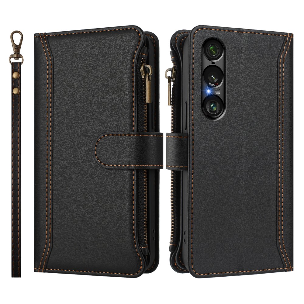  Sony Xperia 1 VII Fodral Multifunktionellt Läder Svart