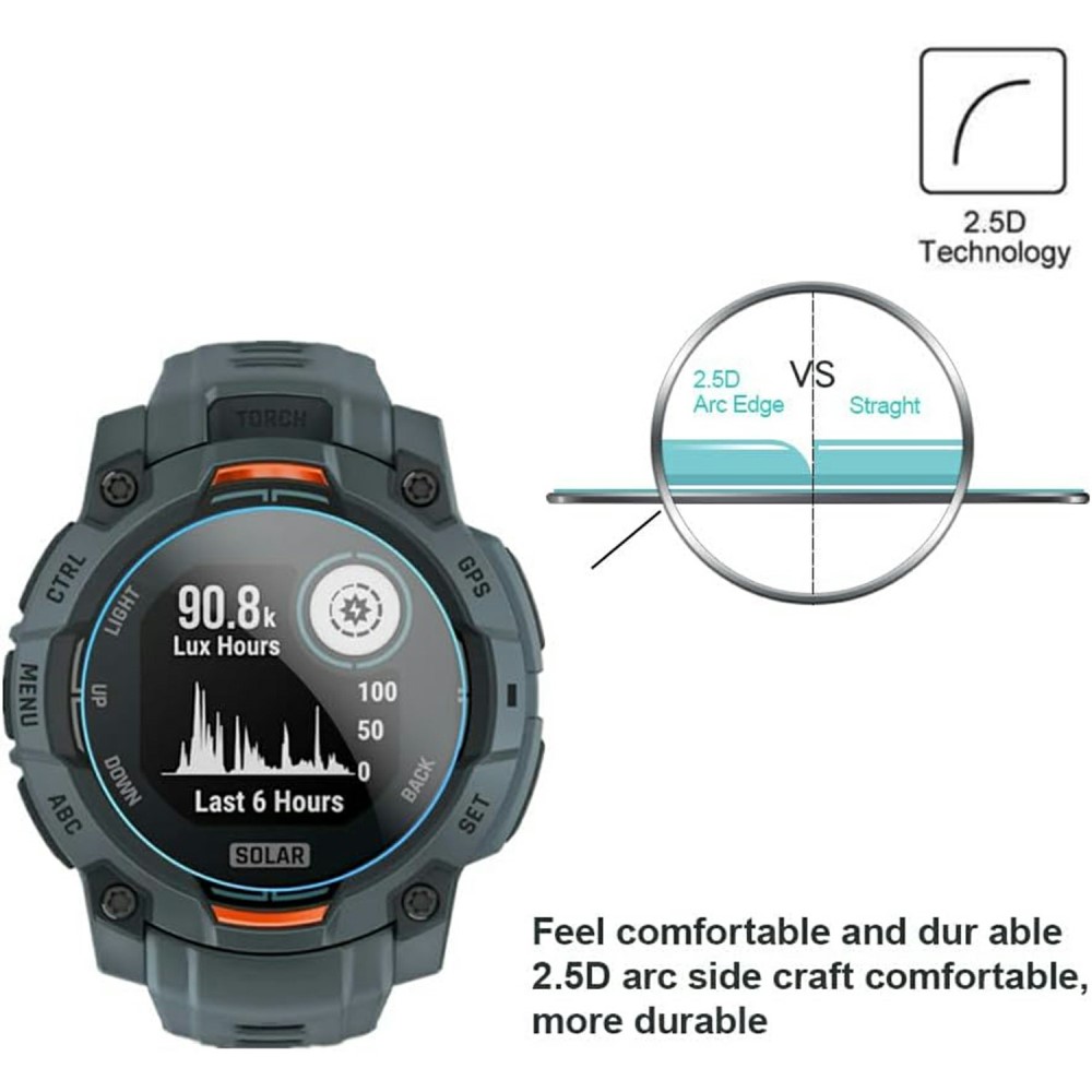  Garmin Instinct 3 50 mm 3-PACK Skärmskydd Härdat Glas