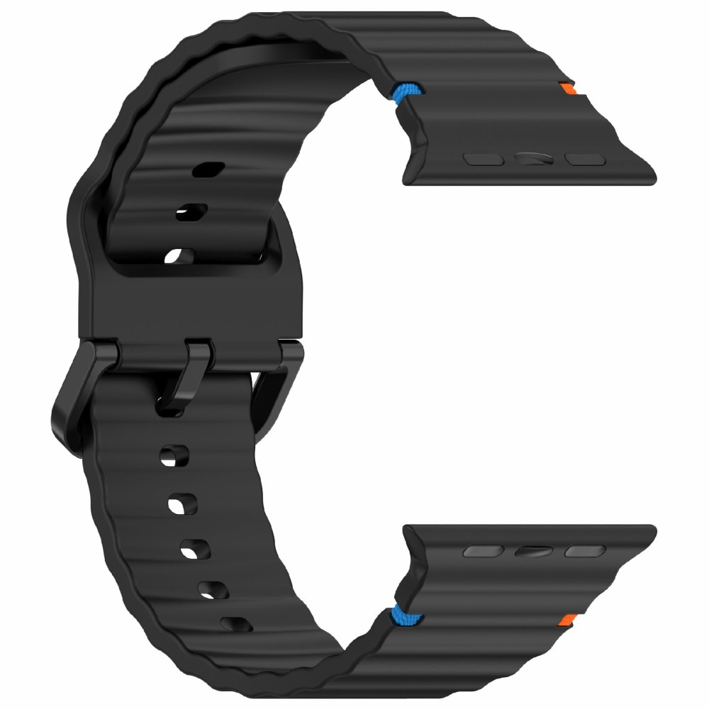  Apple Watch 42/44/45/46/49 mm Armband Silikon Wave Svart