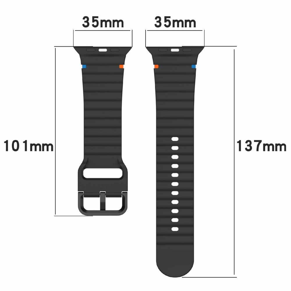  Apple Watch 42/44/45/46/49 mm Armband Silikon Wave Svart