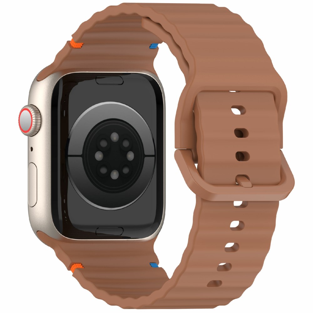  Apple Watch 42/44/45/46/49 mm Armband Silikon Wave Brun