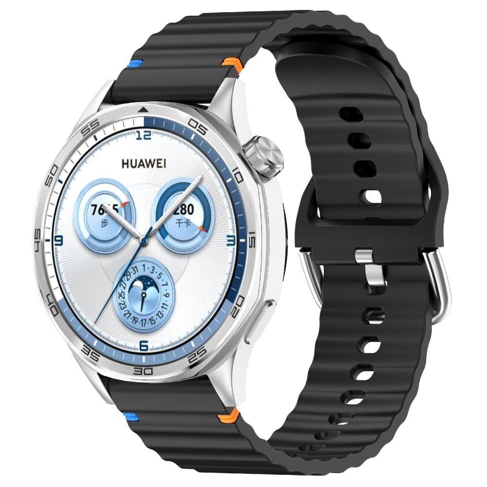  Klockarmband 22 mm Silikon Wave Design Svart