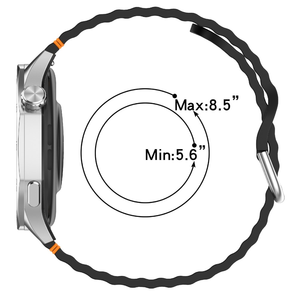  Klockarmband 22 mm Silikon Wave Design Svart
