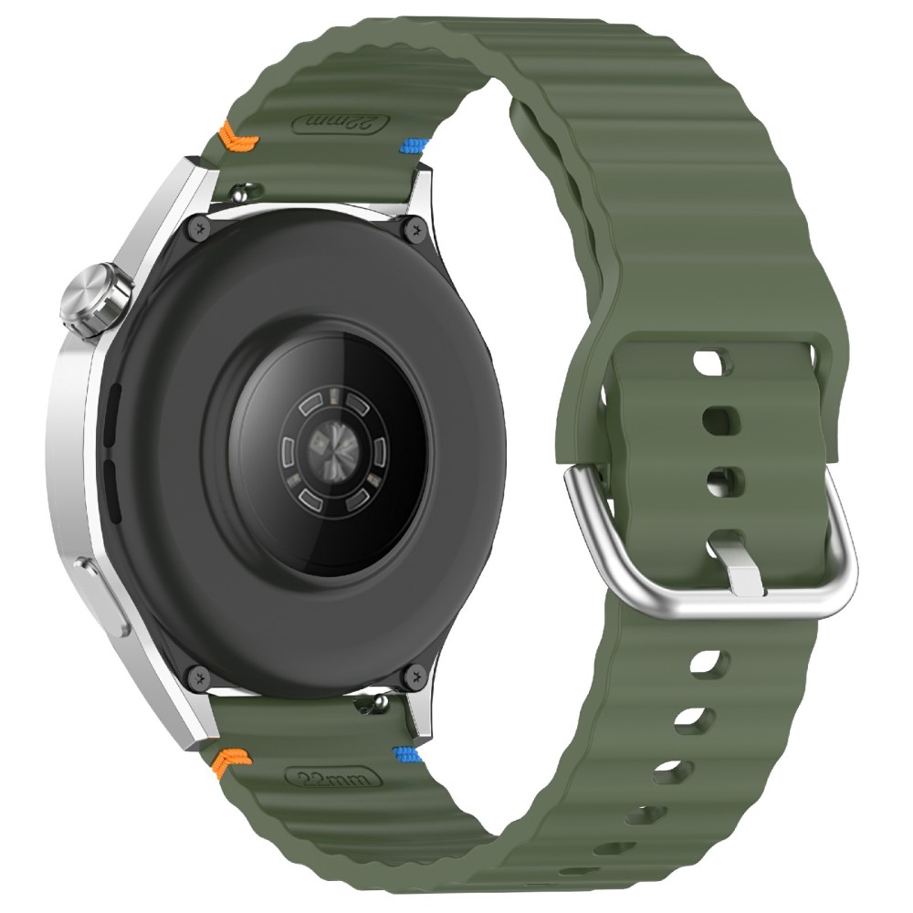  Klockarmband 22 mm Silikon Wave Design Militär Grön