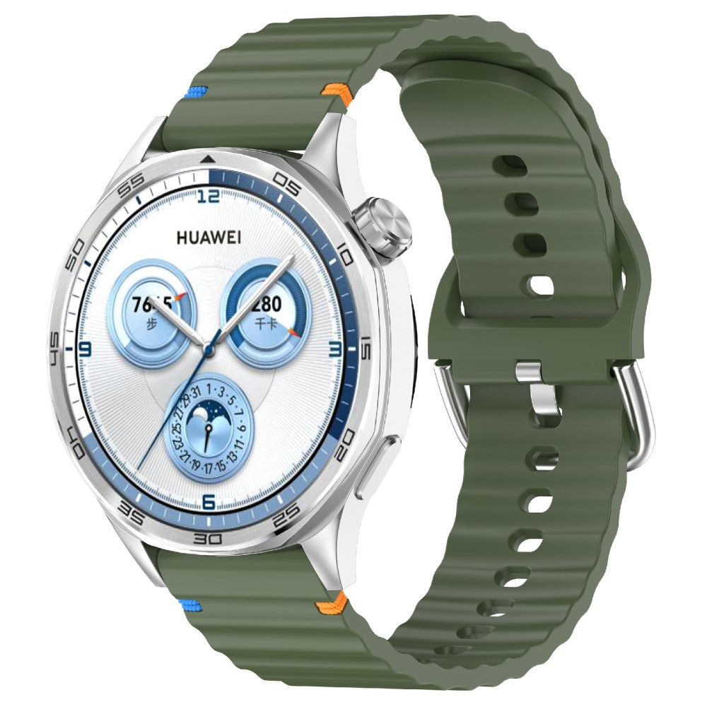  Klockarmband 22 mm Silikon Wave Design Militär Grön