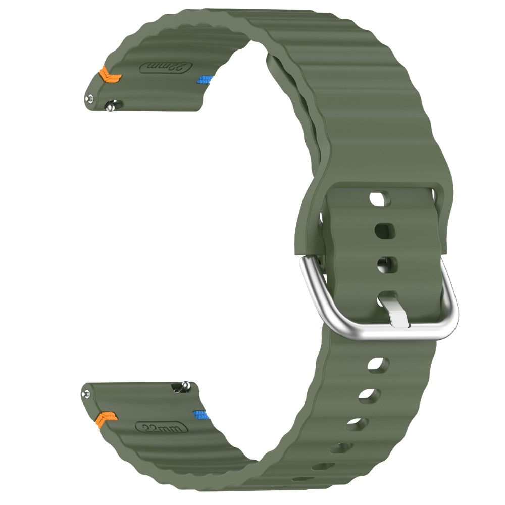  Klockarmband 22 mm Silikon Wave Design Militär Grön