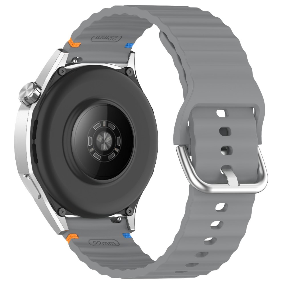  Klockarmband 22 mm Silikon Wave Design Mörk Grå