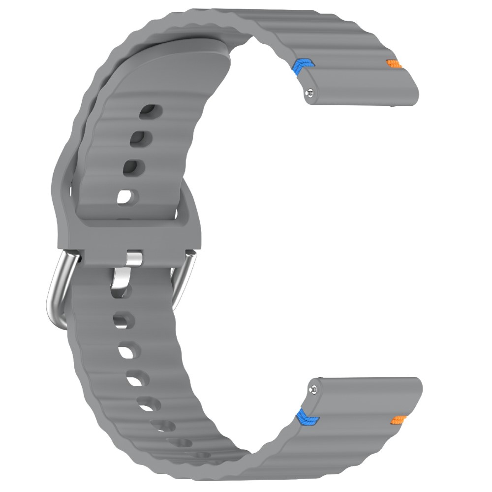  Klockarmband 22 mm Silikon Wave Design Mörk Grå