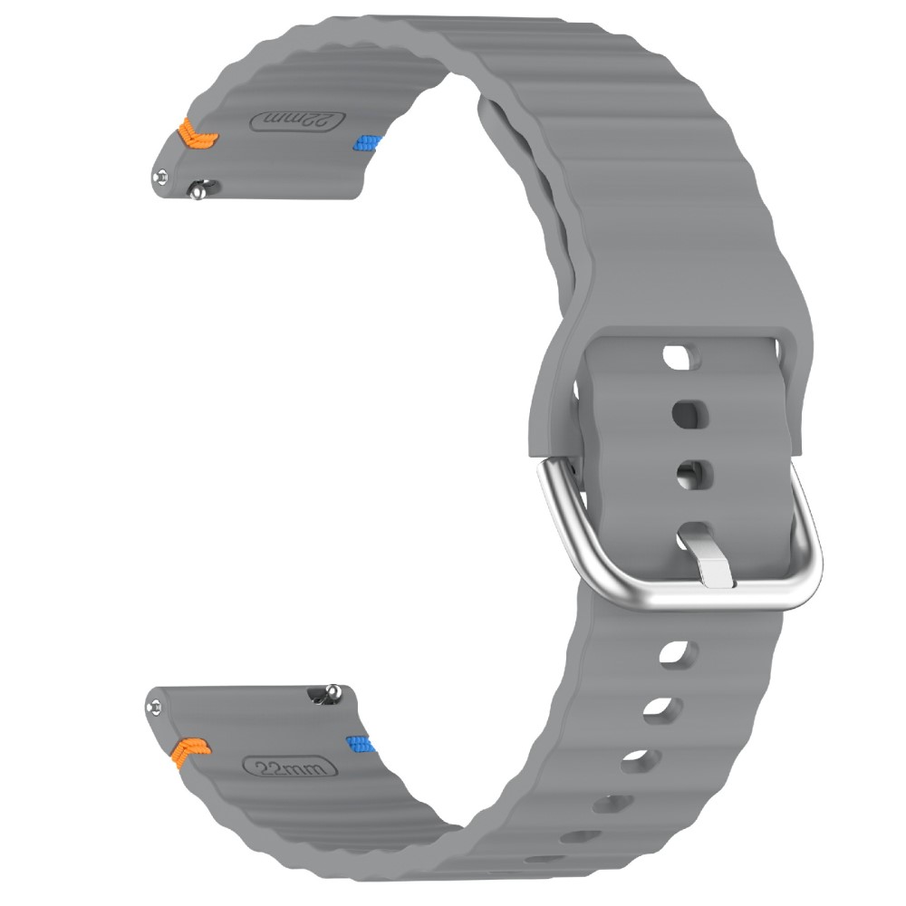  Klockarmband 22 mm Silikon Wave Design Mörk Grå