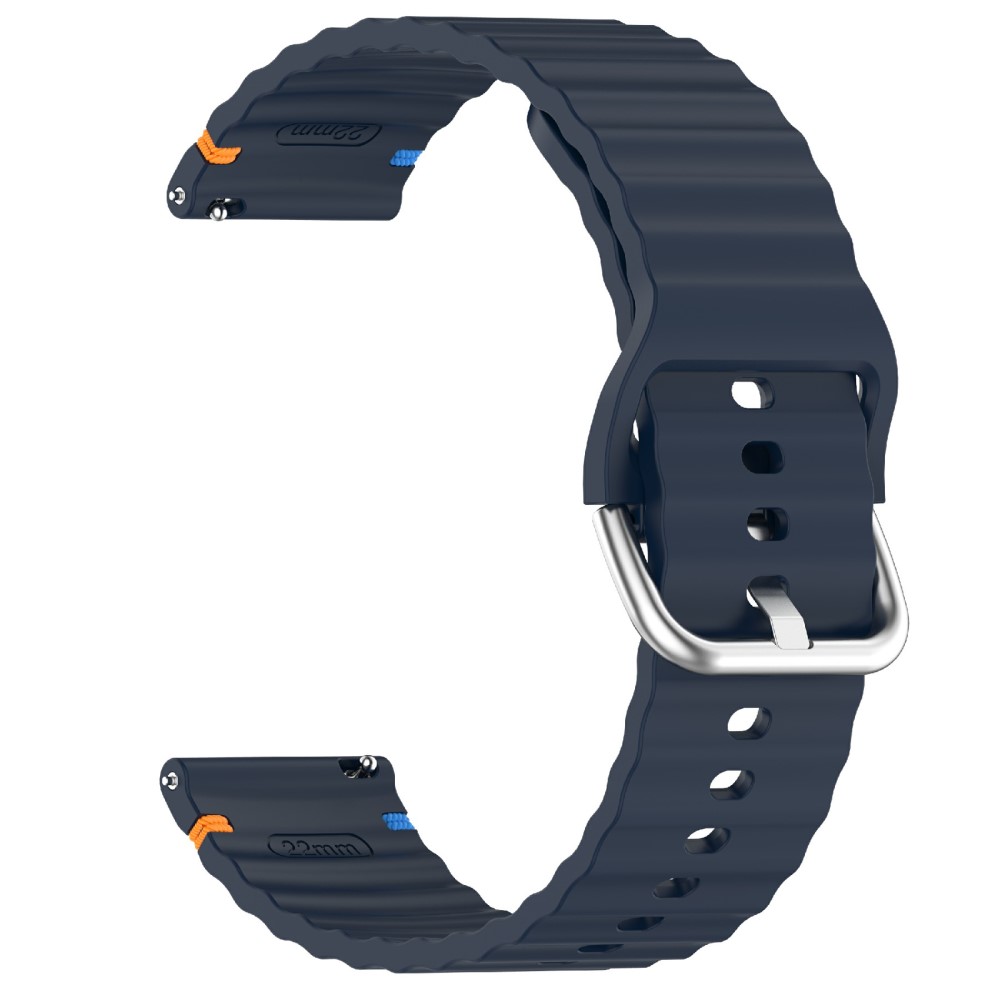  Klockarmband 22 mm Silikon Wave Design Mörk Blå