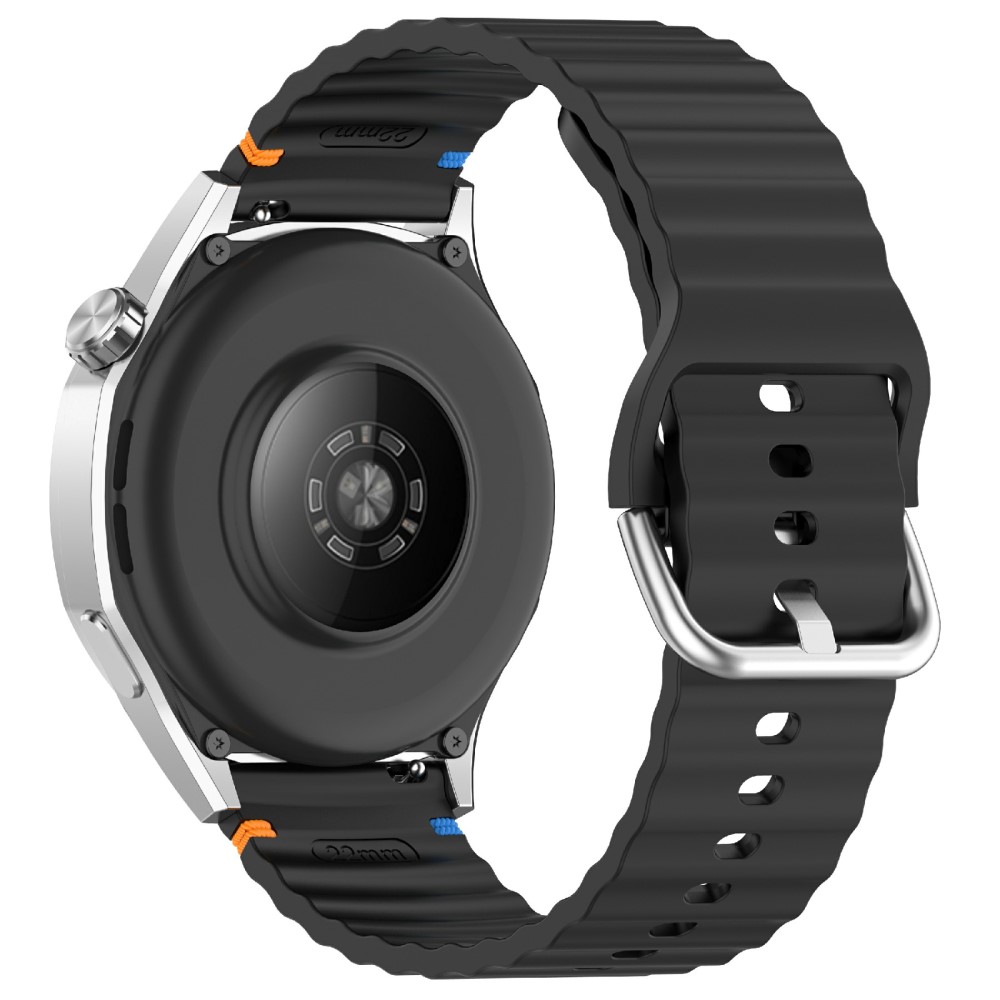  Klockarmband 20 mm Silikon Wave Design Svart