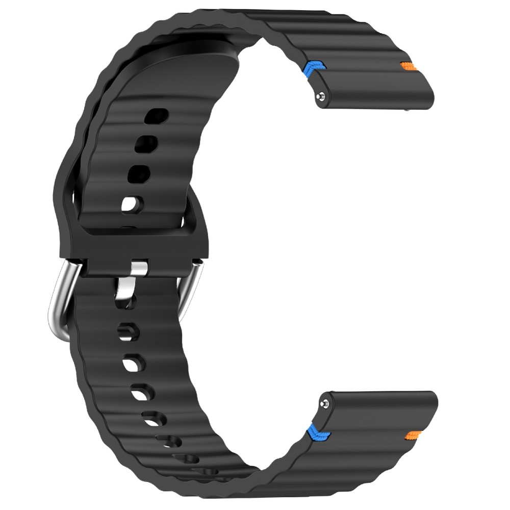  Klockarmband 20 mm Silikon Wave Design Svart