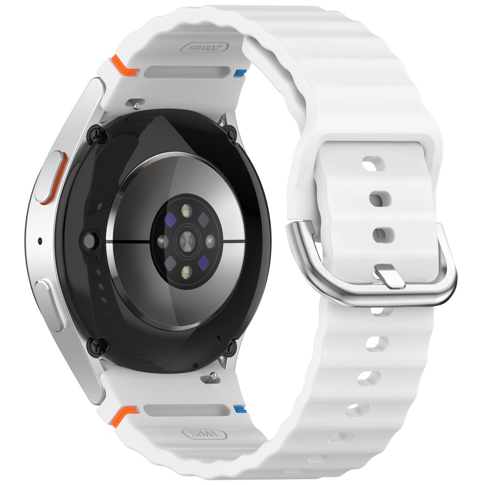  Galaxy Watch 5/5 Pro/6/7/FE Armband Silikon Wave Design Vit