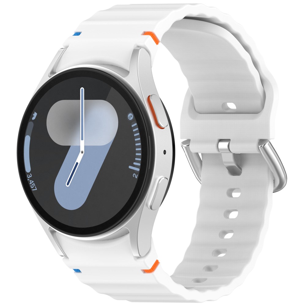  Galaxy Watch 5/5 Pro/6/7/FE Armband Silikon Wave Design Vit