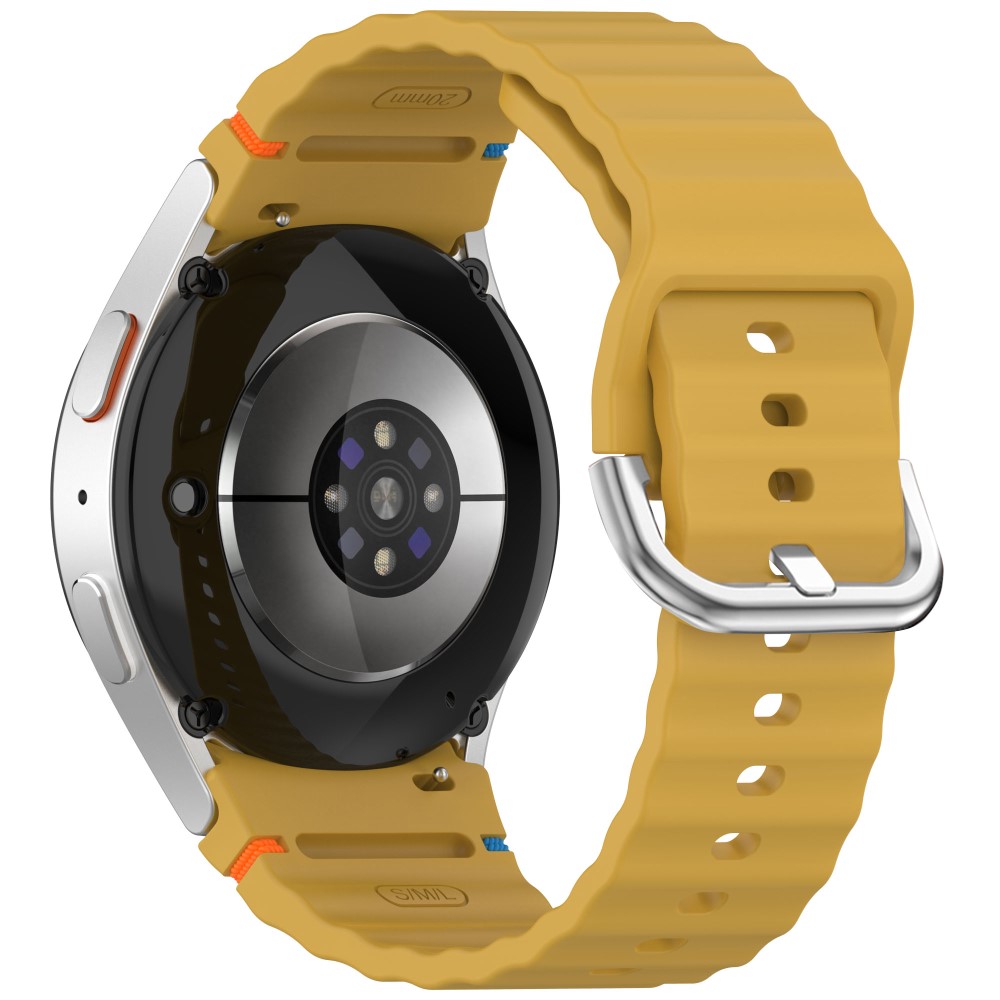  Galaxy Watch 5/5 Pro/6/7/FE Armband Silikon Wave Design Gul