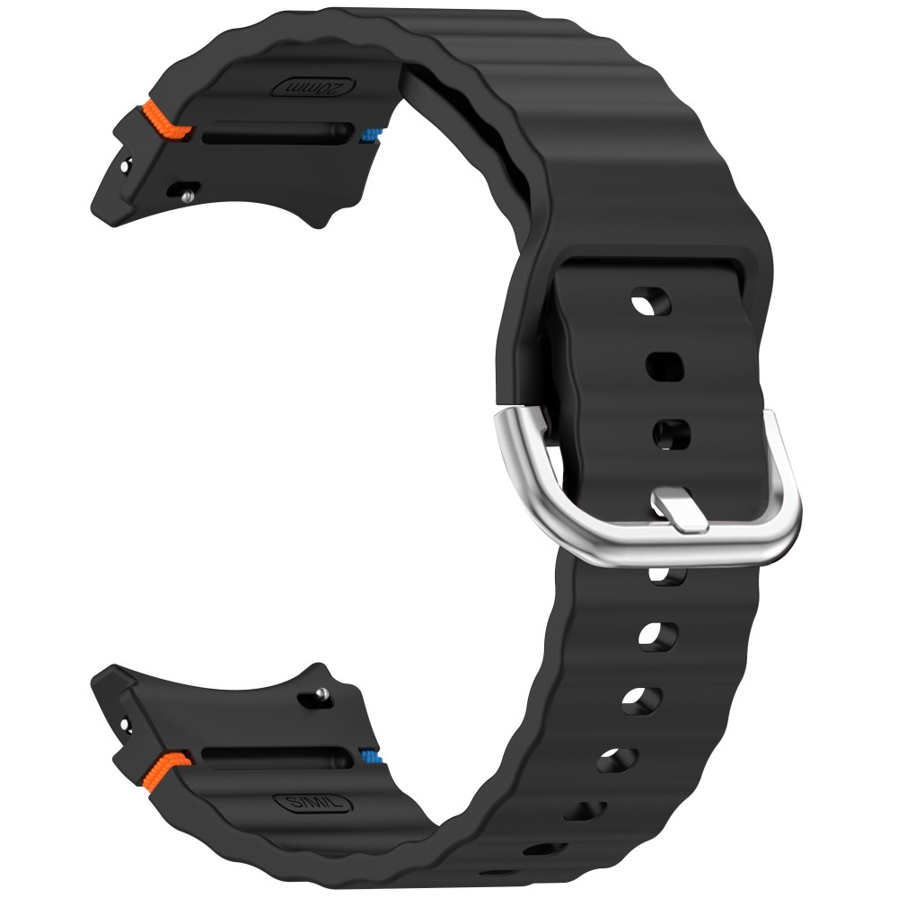  Galaxy Watch 5/5 Pro/6/7/FE Armband Silikon Wave Design Svart