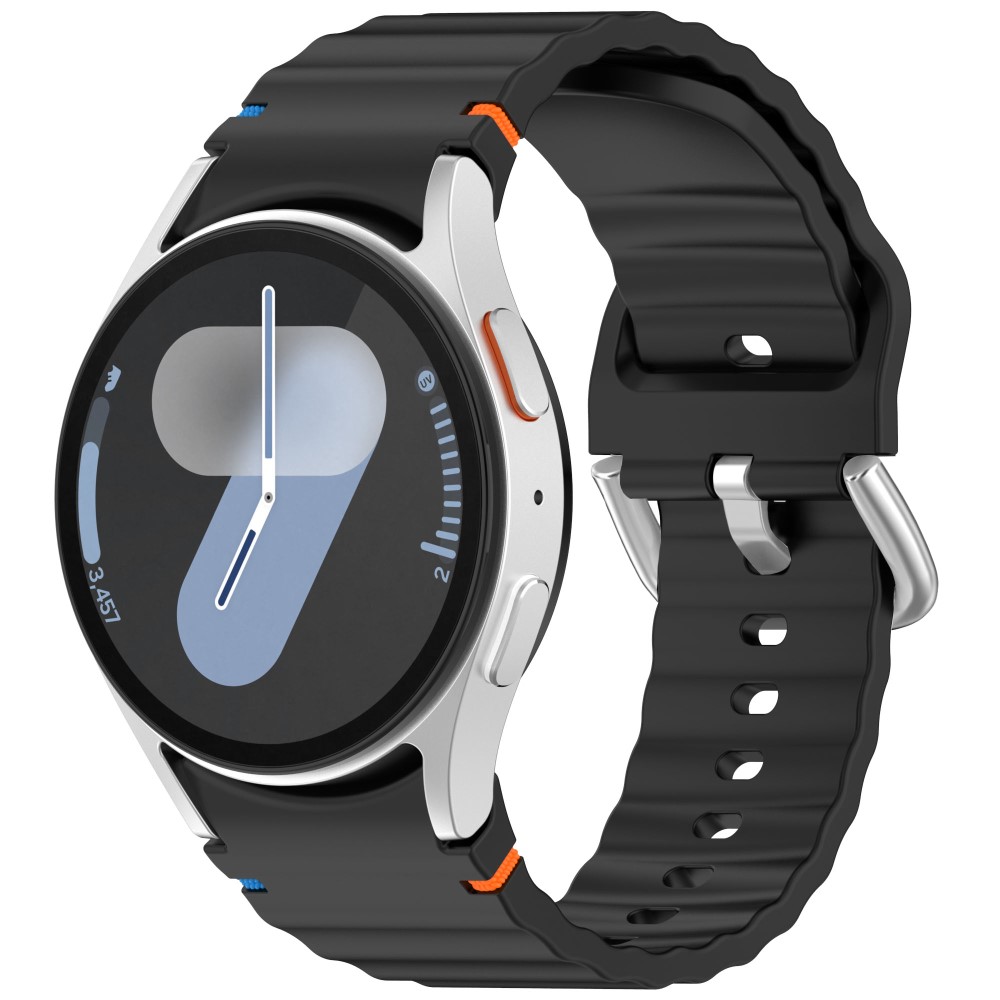  Galaxy Watch 5/5 Pro/6/7/FE Armband Silikon Wave Design Svart