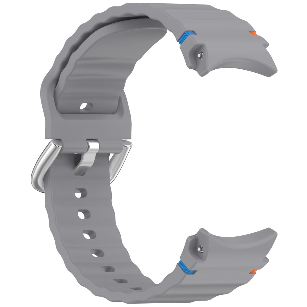  Galaxy Watch 5/5 Pro/6/7/FE Armband Silikon Wave Design Grå