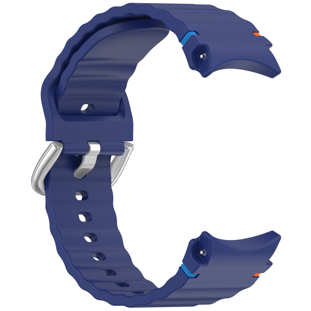  Galaxy Watch 5/5 Pro/6/7/FE Armband Silikon Wave Design Blå