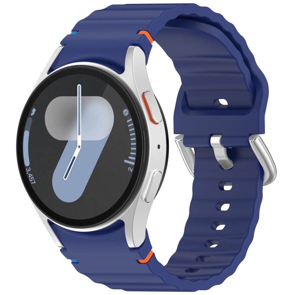  Galaxy Watch 5/5 Pro/6/7/FE Armband Silikon Wave Design Blå