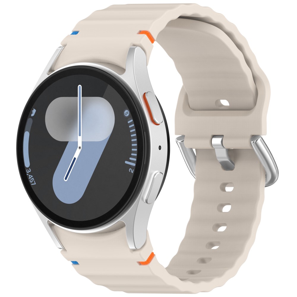  Galaxy Watch 5/5 Pro/6/7/FE Armband Silikon Wave Design Beige