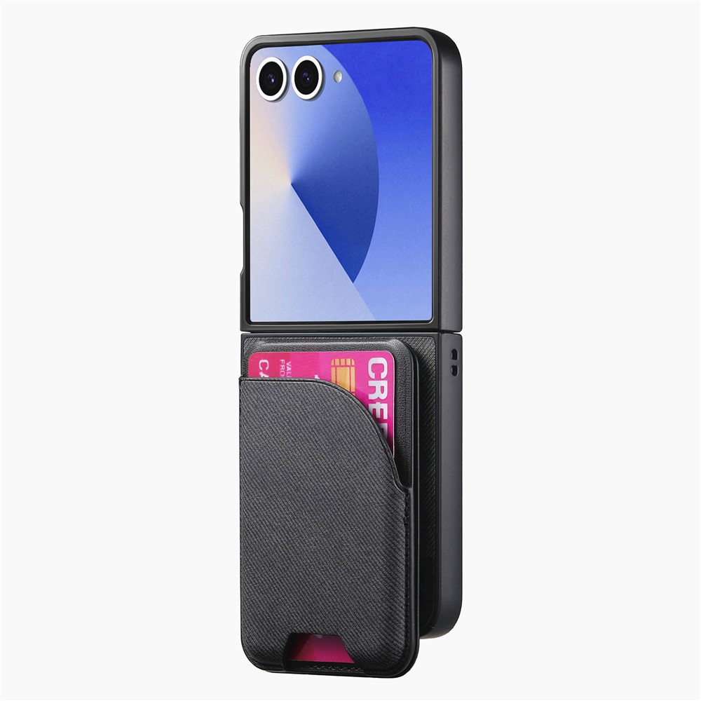  Galaxy Z Flip 7 Skal Inkl. Avtagbart Kortfack Läder Svart