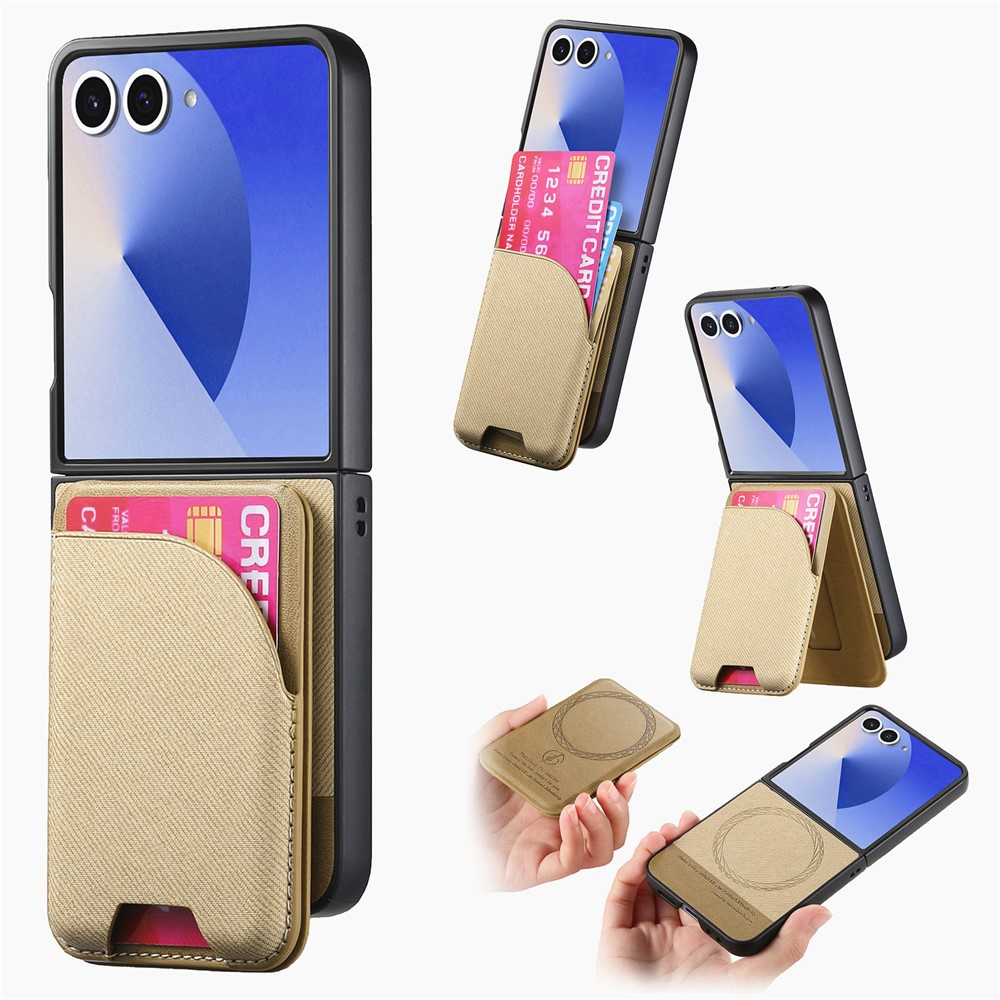  Galaxy Z Flip 7 Skal Inkl. Avtagbart Kortfack Läder Khaki