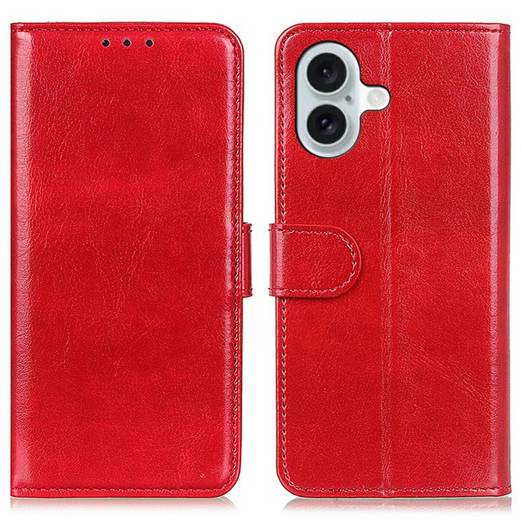  iPhone 17 Fodral Crazy Horse Läder Röd