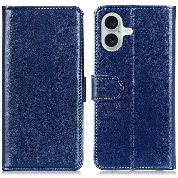  iPhone 17 Fodral Crazy Horse Läder Blå