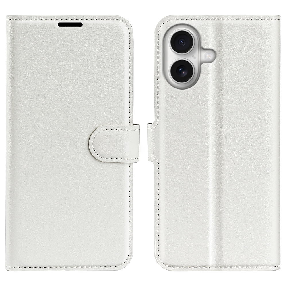  iPhone 17 Fodral Litchi Läder Vit
