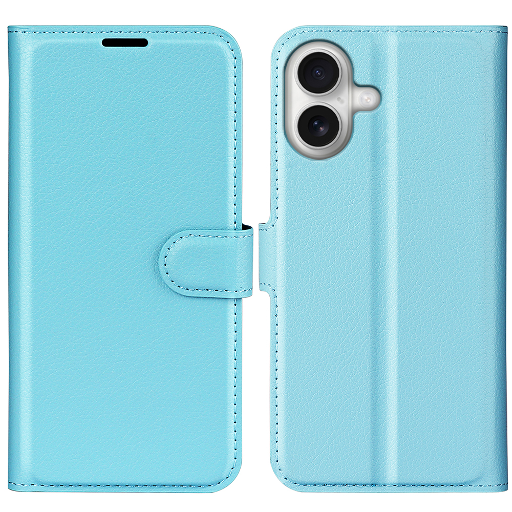  iPhone 17 Fodral Litchi Läder Blå