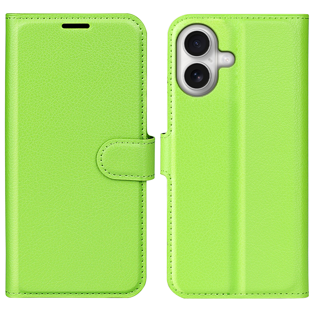  iPhone 17 Fodral Litchi Läder Grön