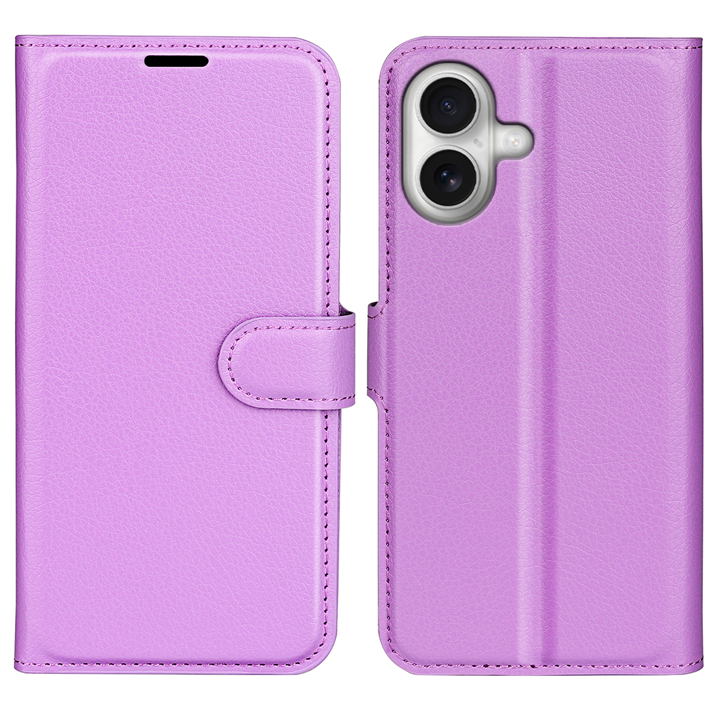  iPhone 17 Fodral Litchi Läder Lila