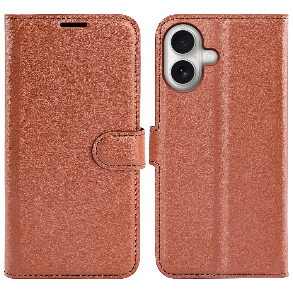  iPhone 17 Fodral Litchi Läder Brun