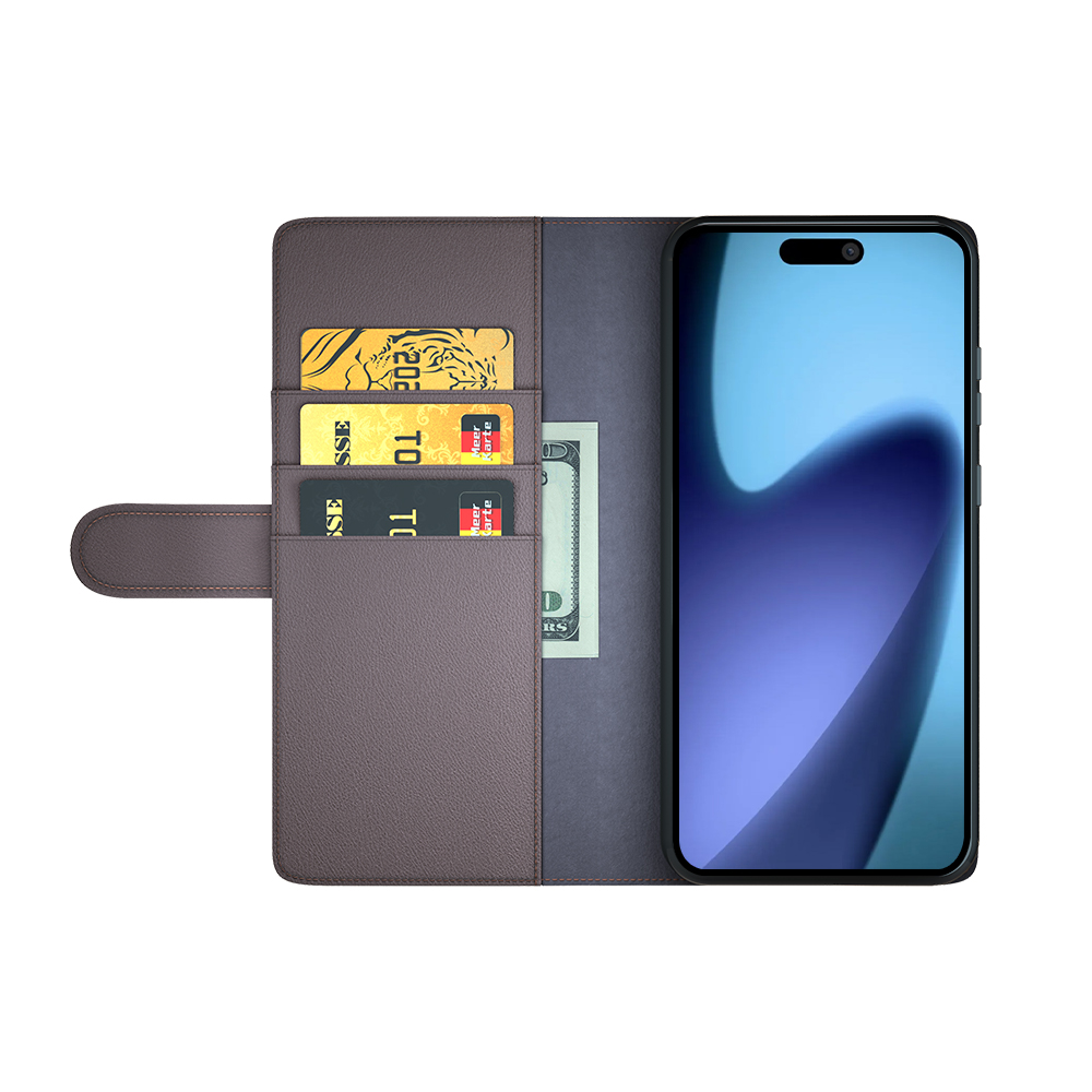  iPhone 17 Fodral Premium Äkta Läder Brun