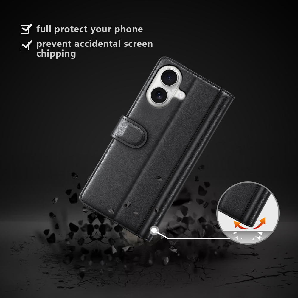  iPhone 17 Fodral Premium Äkta Läder Svart