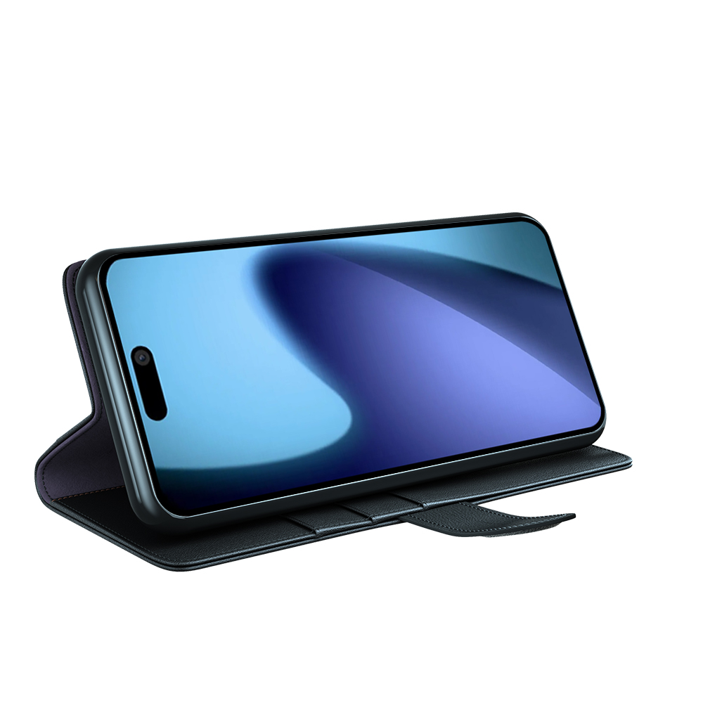 iPhone 17 Fodral Premium Äkta Läder Svart