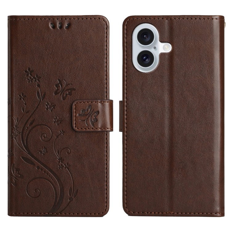  iPhone 17 Fodral Med Blommigt Tryck Brun