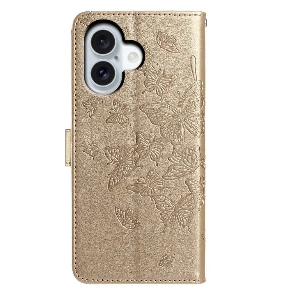  iPhone 17 Fodral Med Fjäril Tryck Guld