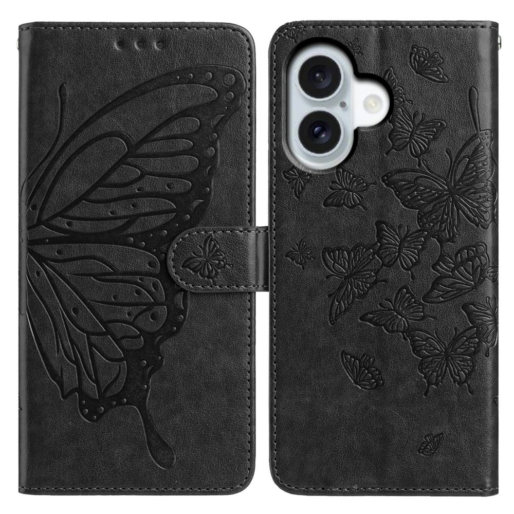  iPhone 17 Fodral Med Fjäril Tryck Svart