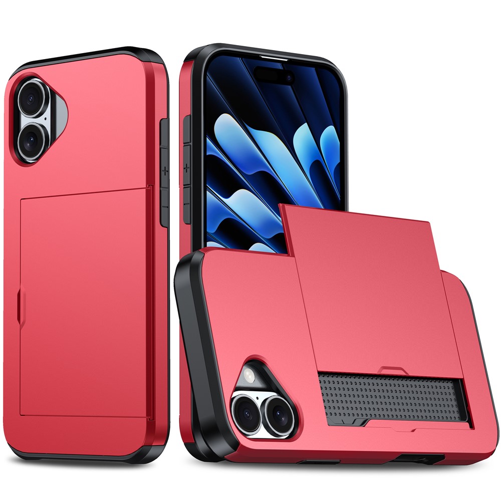  iPhone 17 Skal Hybrid Med Kortfack Röd