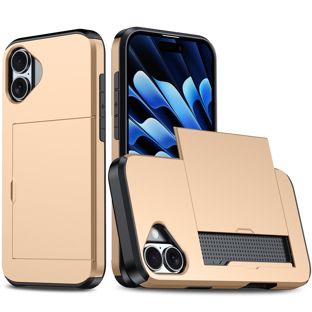  iPhone 17 Skal Hybrid Med Kortfack Guld