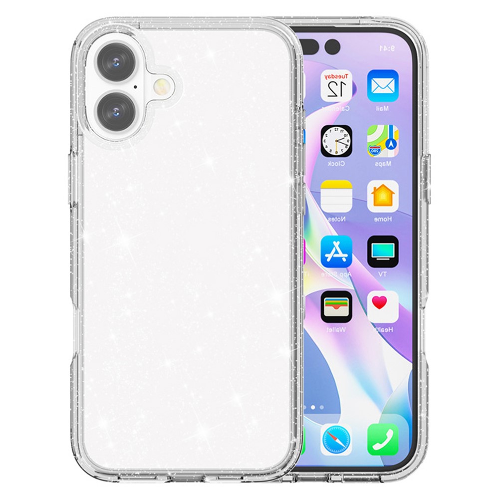  iPhone 17 Skal Hybrid Glitter Vit
