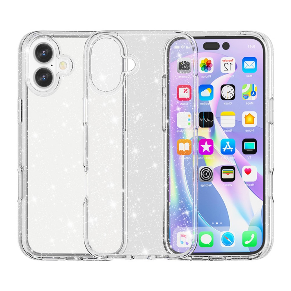  iPhone 17 Skal Hybrid Glitter Vit