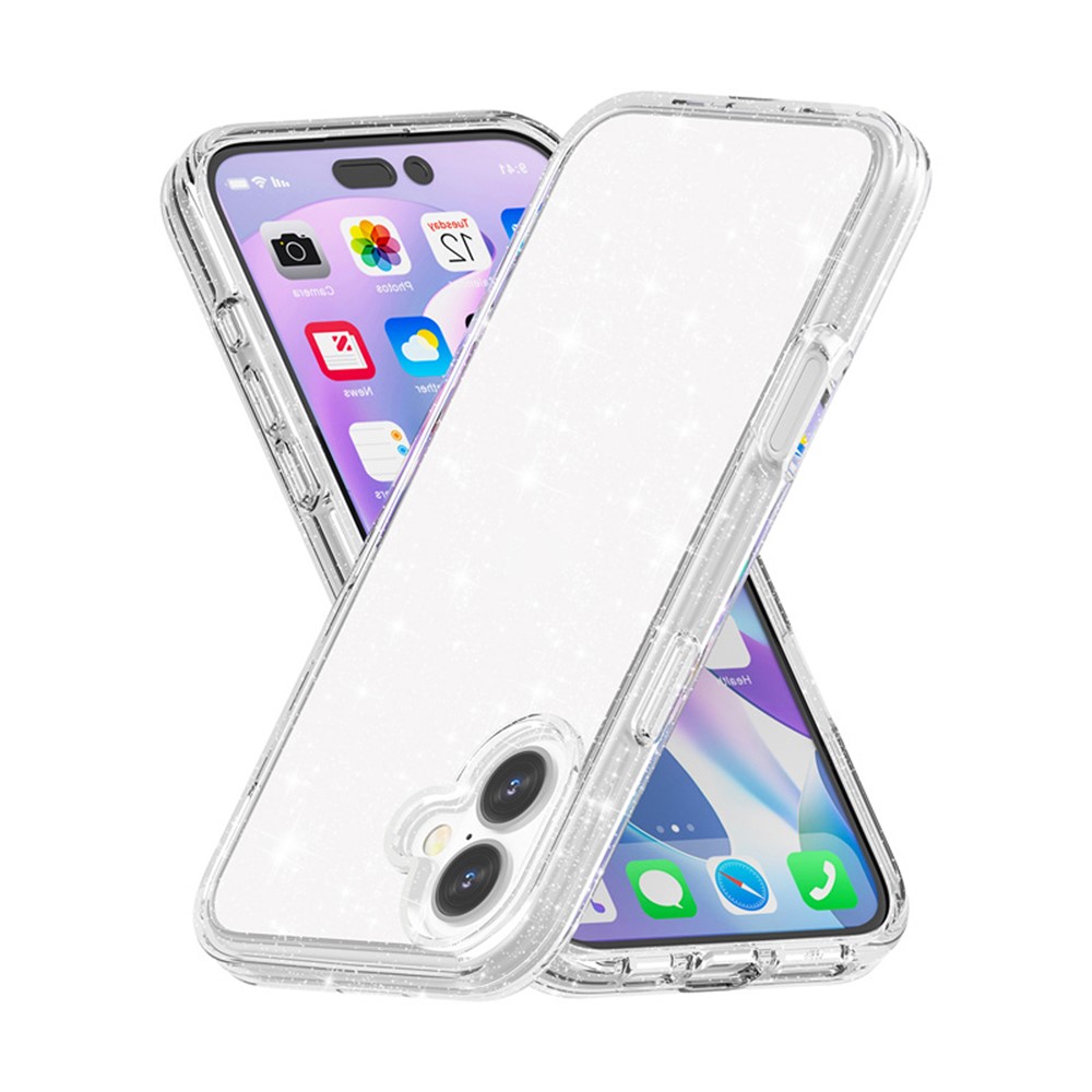  iPhone 17 Skal Hybrid Glitter Vit
